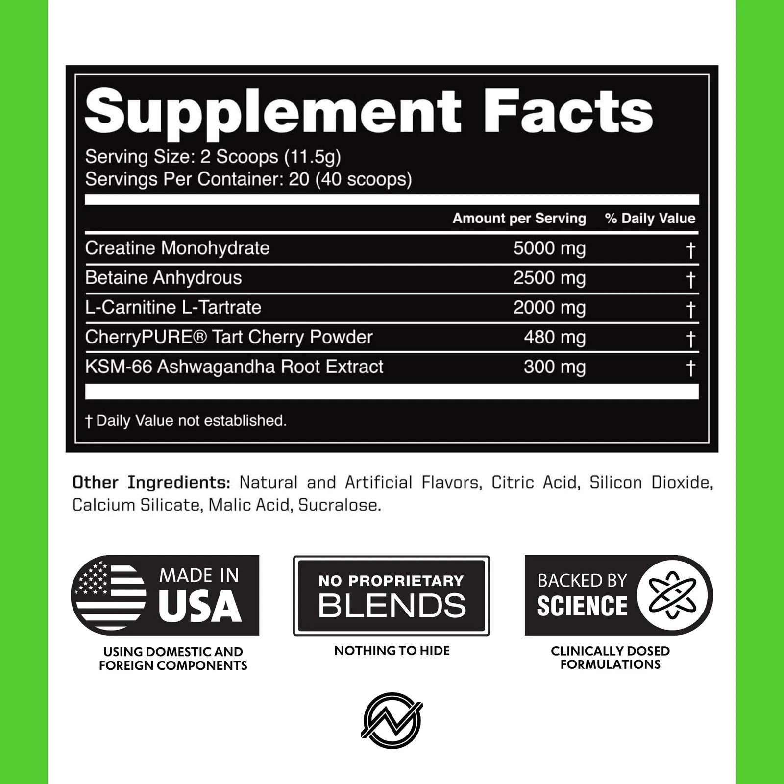 Outwork Nutrition Post Workout Recovery Powder Creatine Monohydrate, KSM66 A…