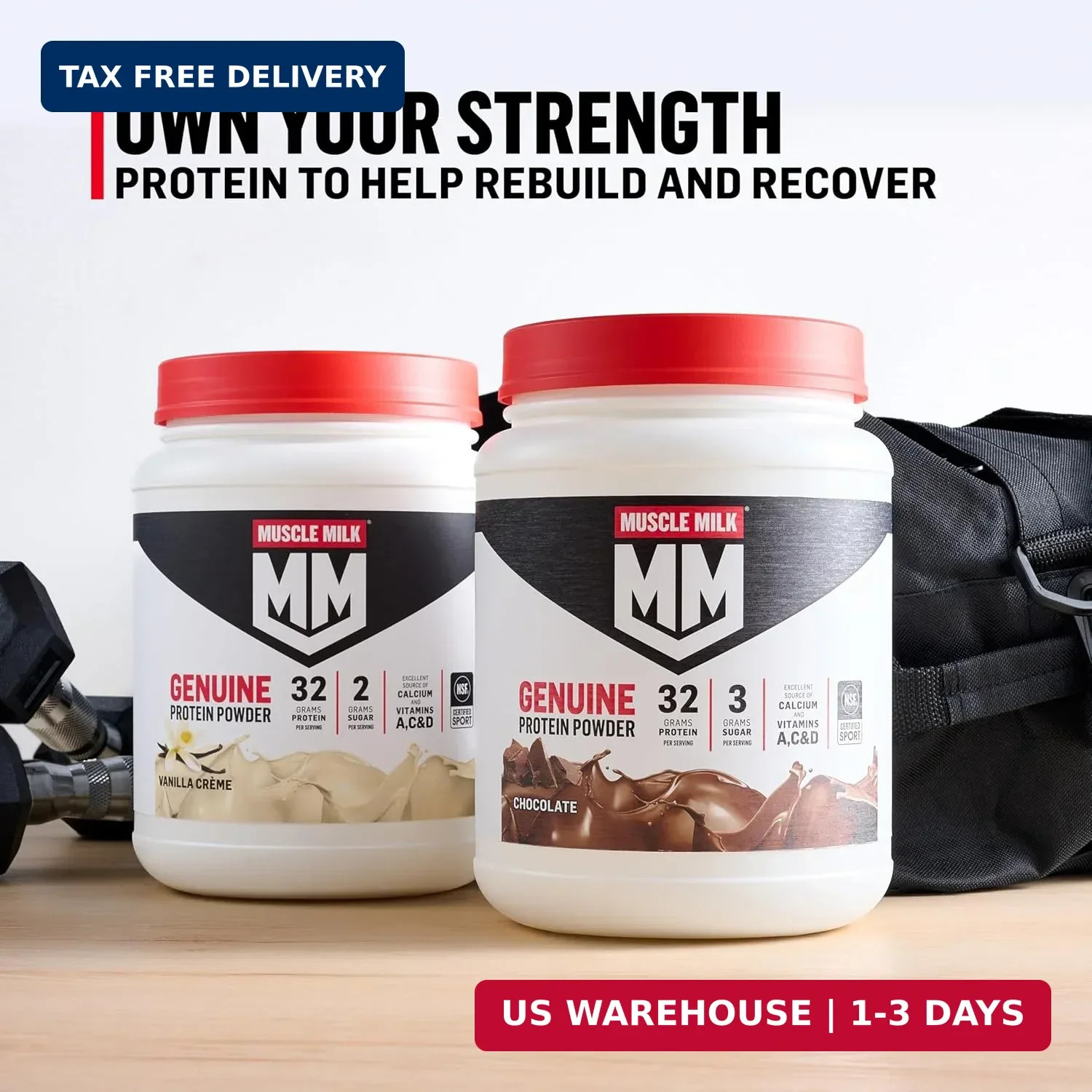 Muscle Milk Genuine Protein Powder, Cookies ‘N Crème, 1.93 Pounds, 13 Servings,