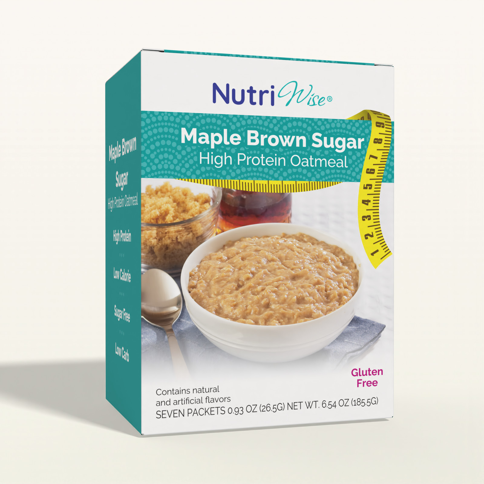 NutriWise Maple Brown Sugar Oatmeal, High Protein Breakfast Meal, Low Carb 7ct