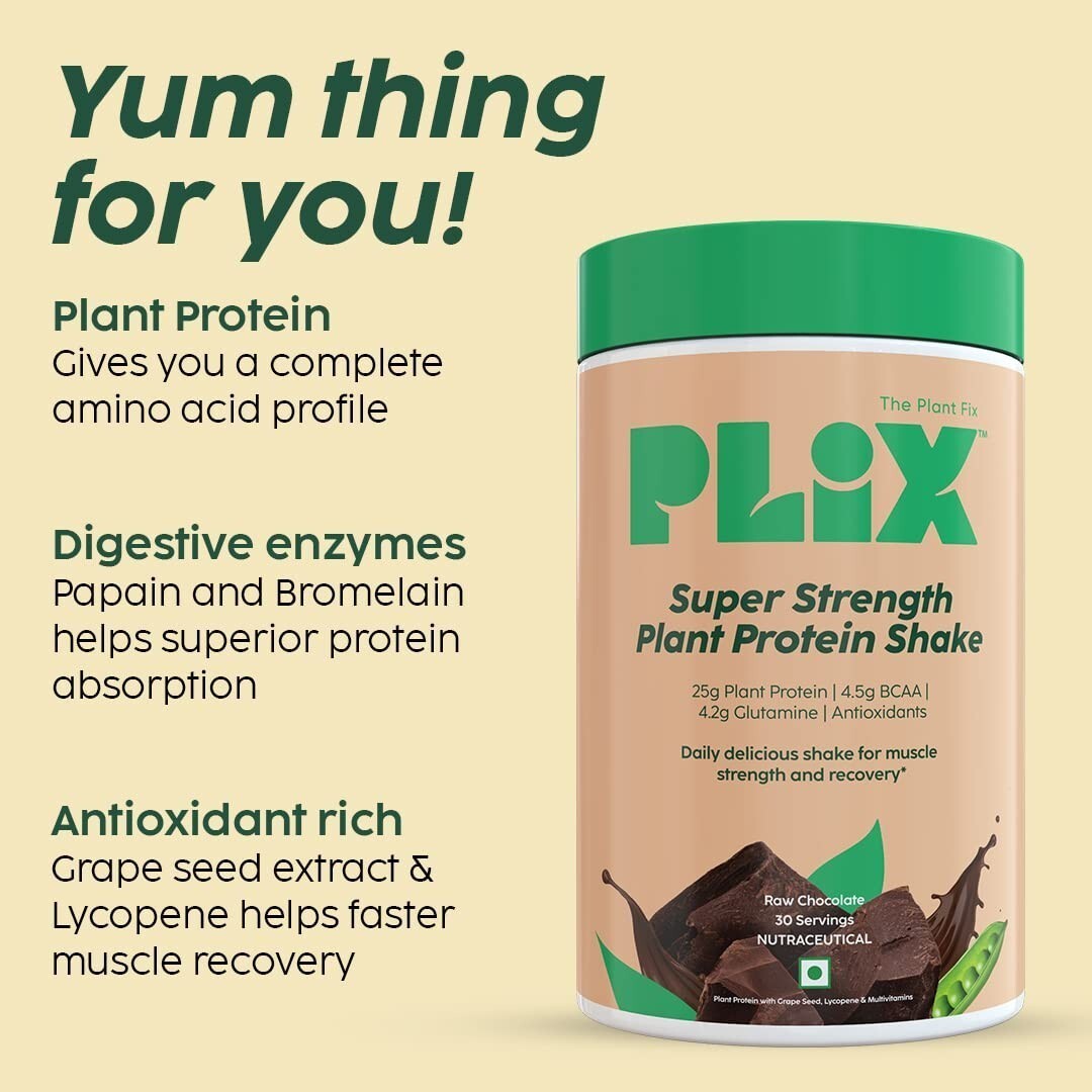 PLIX – THE PLANT FIX Strength Vegan Plant Protein Powder Chocolateb – 1 KG