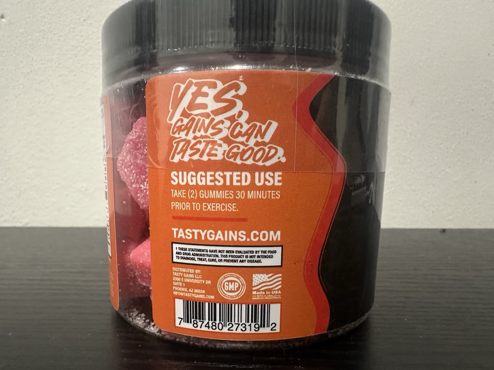 Tasty Gains Pre-Workout Gummies Strawberry Creamsicle Flavor 30 Servings 2 Pack