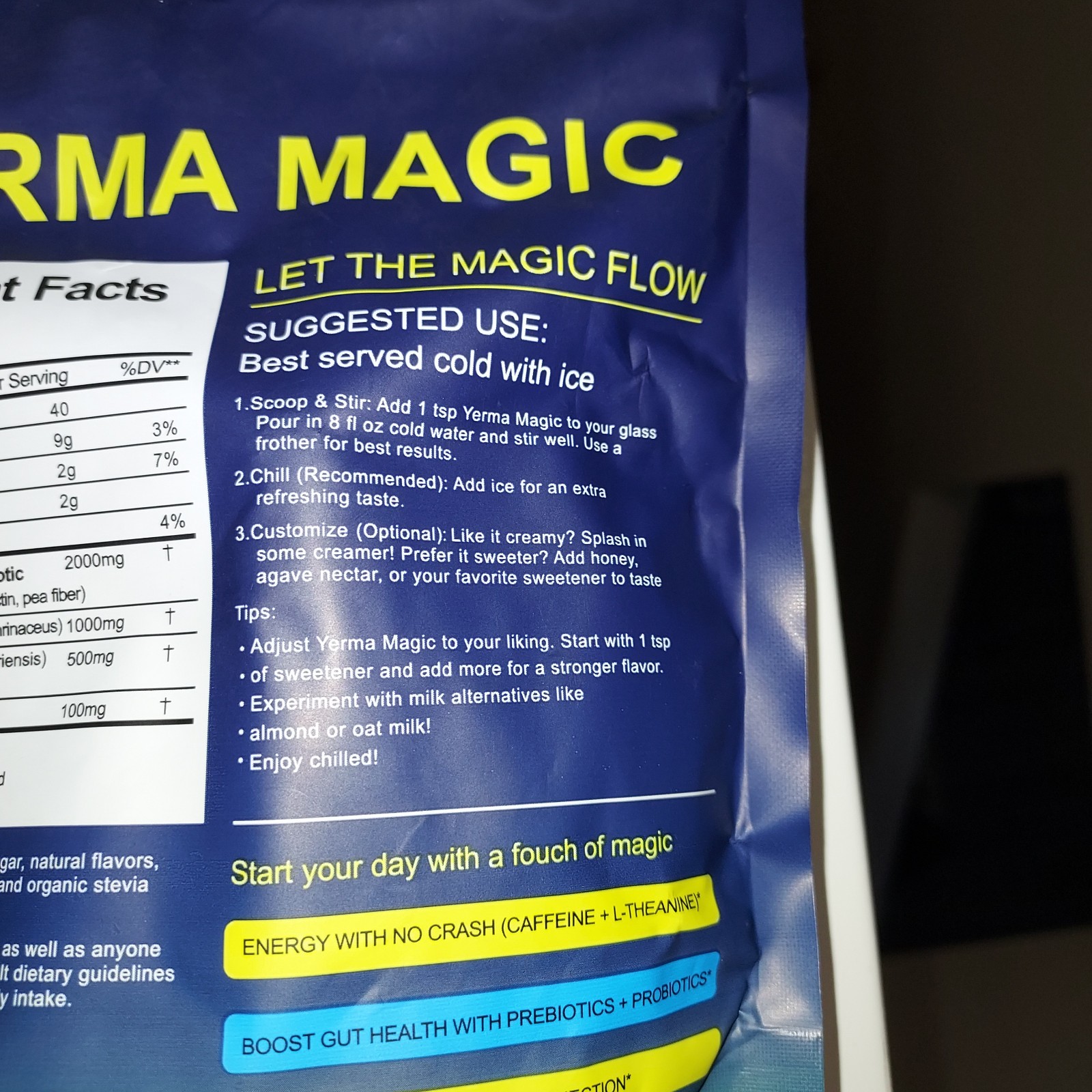 Yerma Magic Yerba Mate Peach Mango Powder 30 Servings Sealed Exp 2027 Drink Mix