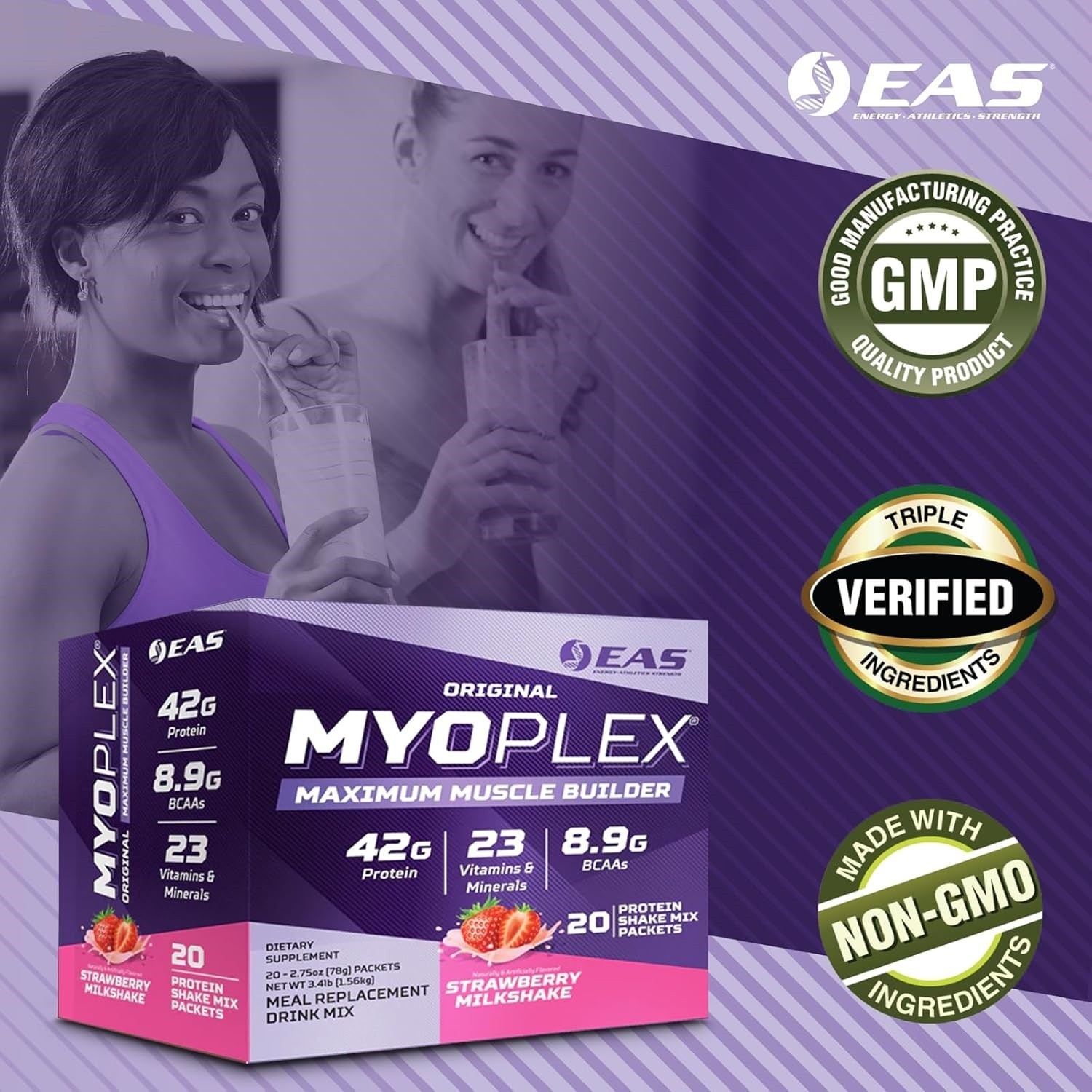 EAS Original Myoplex High Protein Meal Replacement 20 Individual Packs 6 Flavors