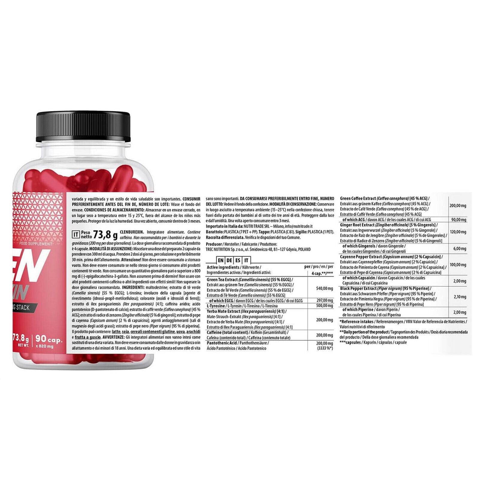 CLENBUREXIN – 90-270 Capsules – Fat Burner Fat Burning Weight Loss Phase Weight Loss