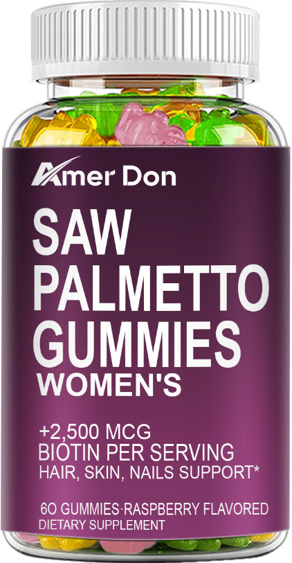 2500mcg Saw Palmetto Extract Biotin Gummies Hair Skin Nails Support 60 Gummies