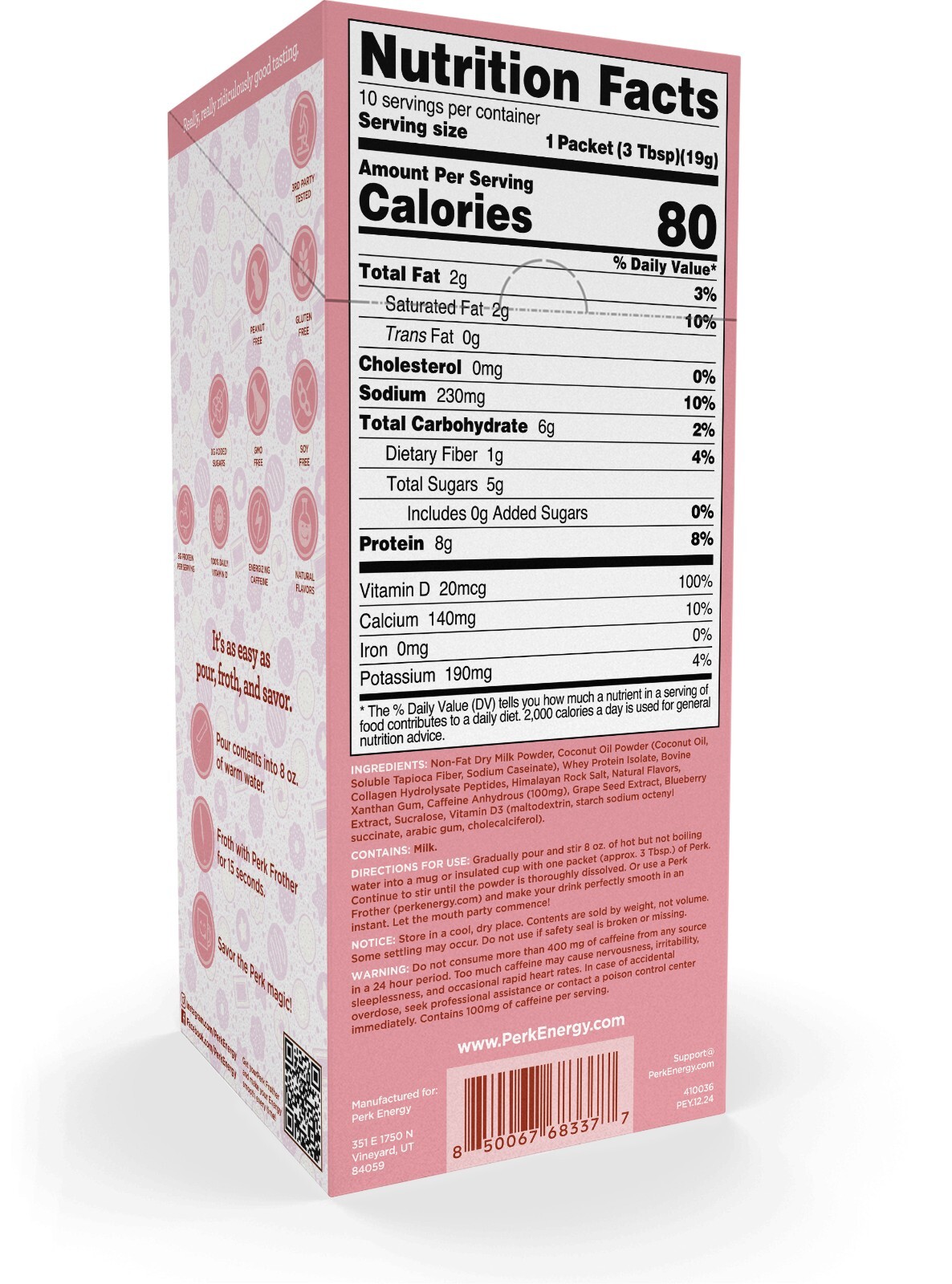 Perk Energy Sugar Cookie Flavored Drink Powder (10 Servings)