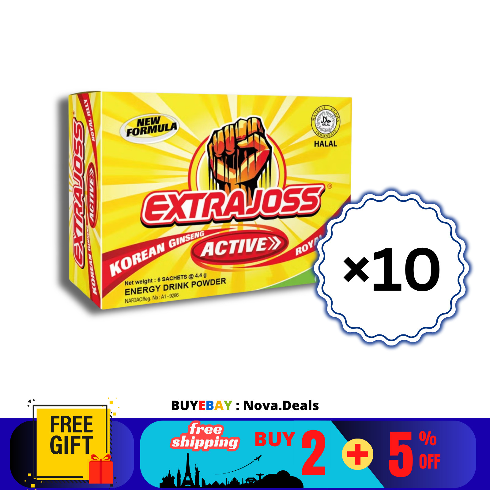 10 X EXTRA JOSS Active Flavour Energy Drink Powder Boost Stamina