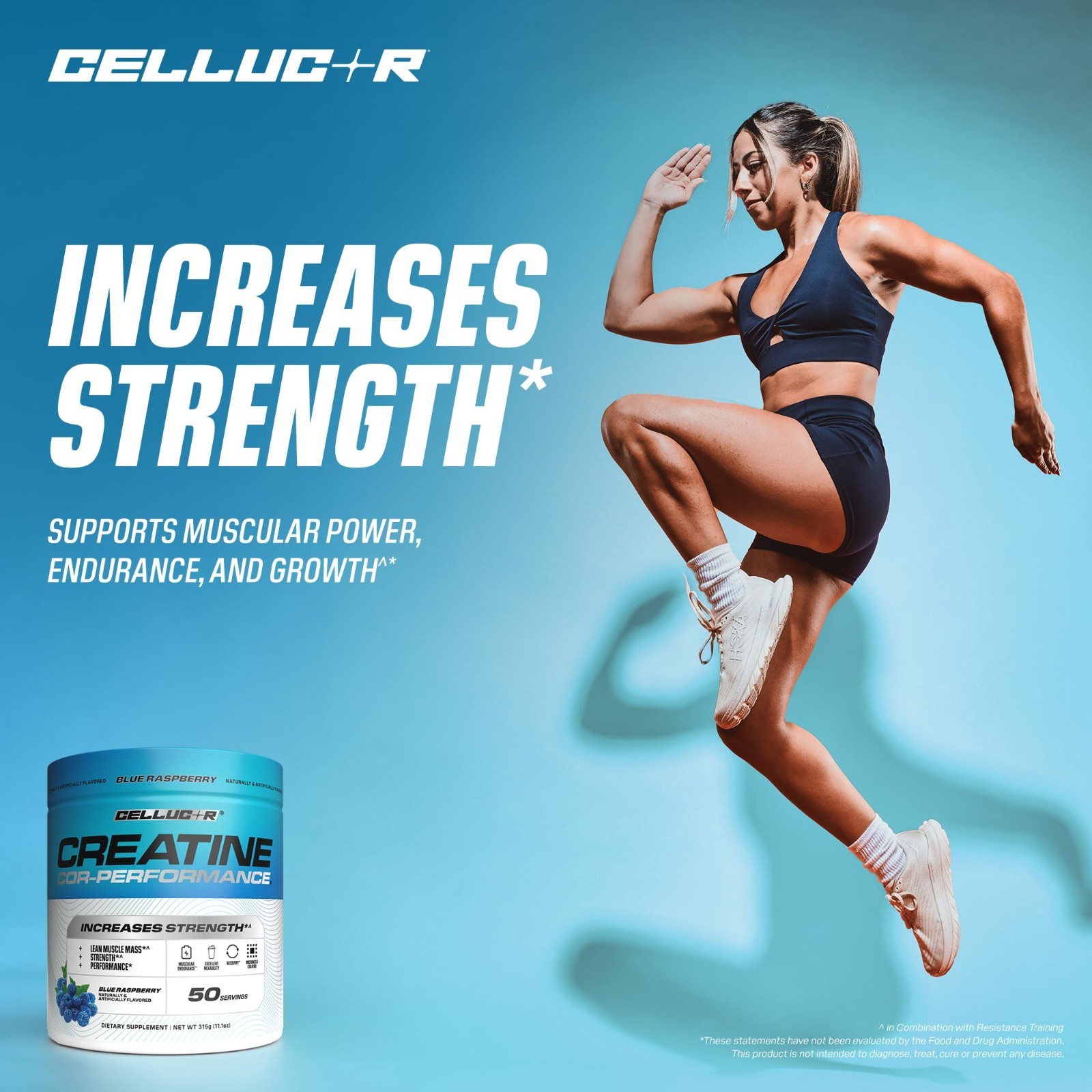 Micronized Creatine Powder – Blue Raspberry, Boost Strength & Endurance, 5g/Serv