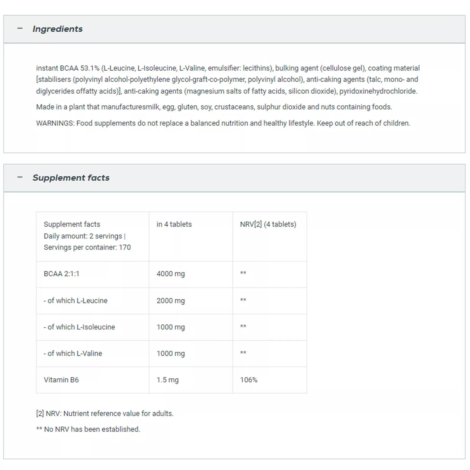 BCAA+B6 VITAMIN – TOP amino acids, protein, energy for muscles and regeneration