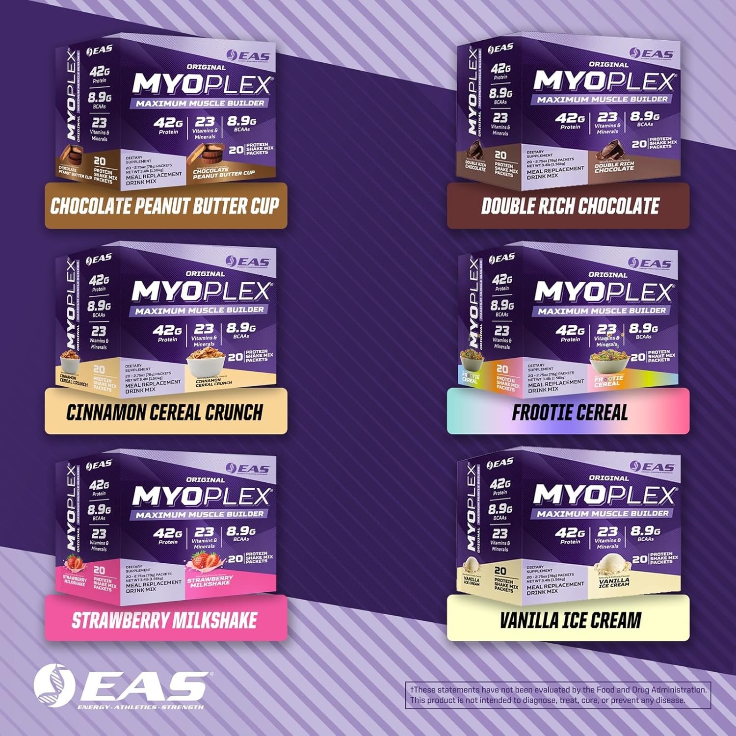 EAS Original Myoplex High Protein Meal Replacement 20 Individual Packs 6 Flavors