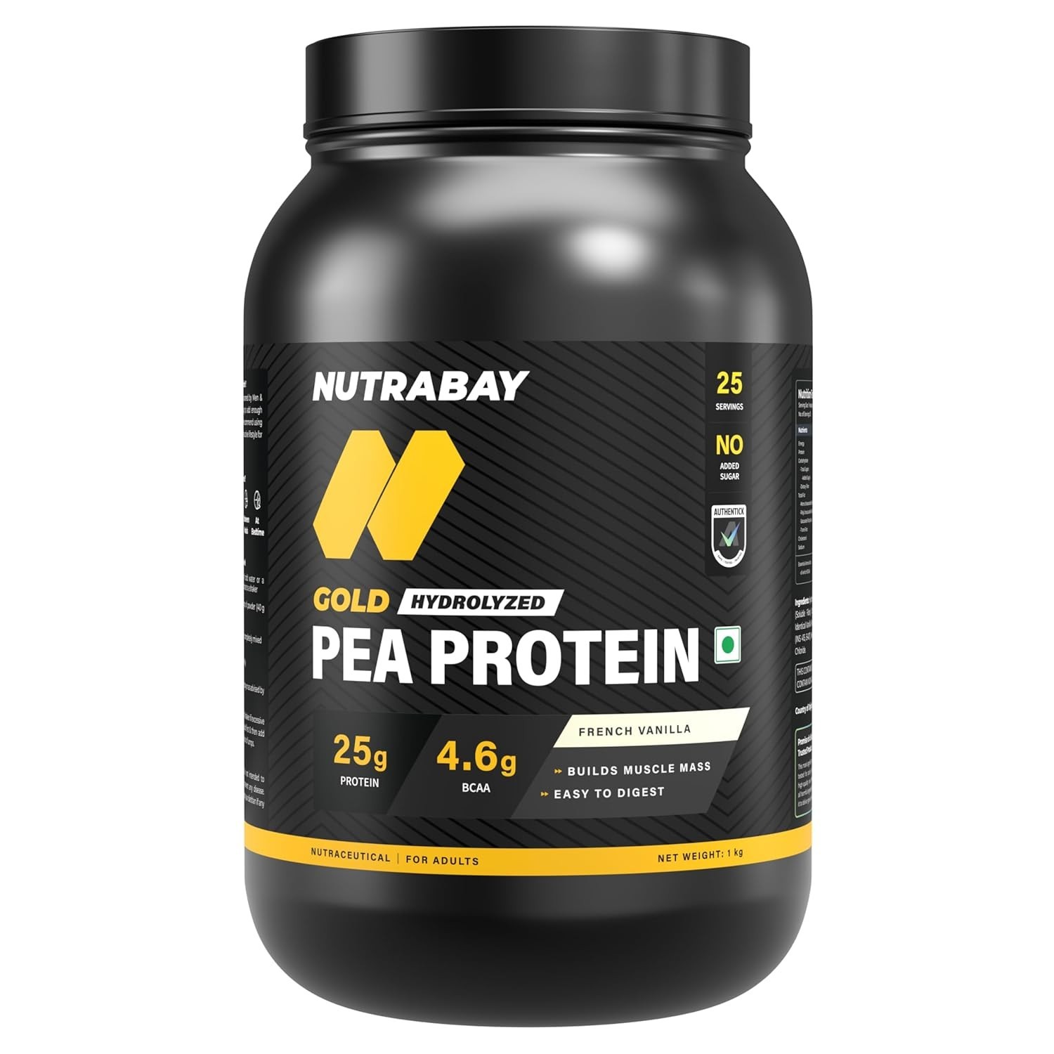 Plant Based Protein Powder 25g Protein ,4.6g BCAA | French Vanilla , 25 Servings