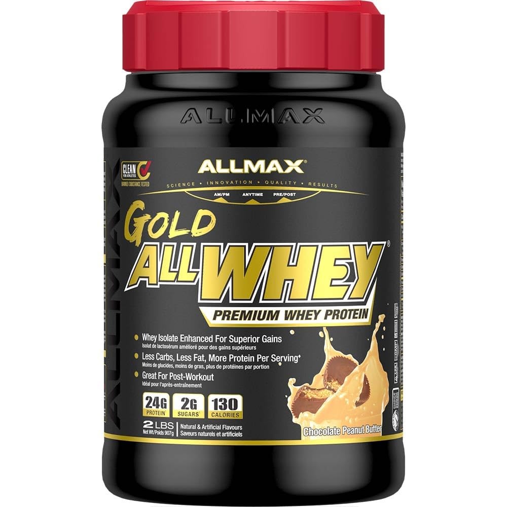 ALLMAX Nutrition Gold ALLWHEY Chocolate Peanut Butter – 2 lb – 24 Grams of Pr…