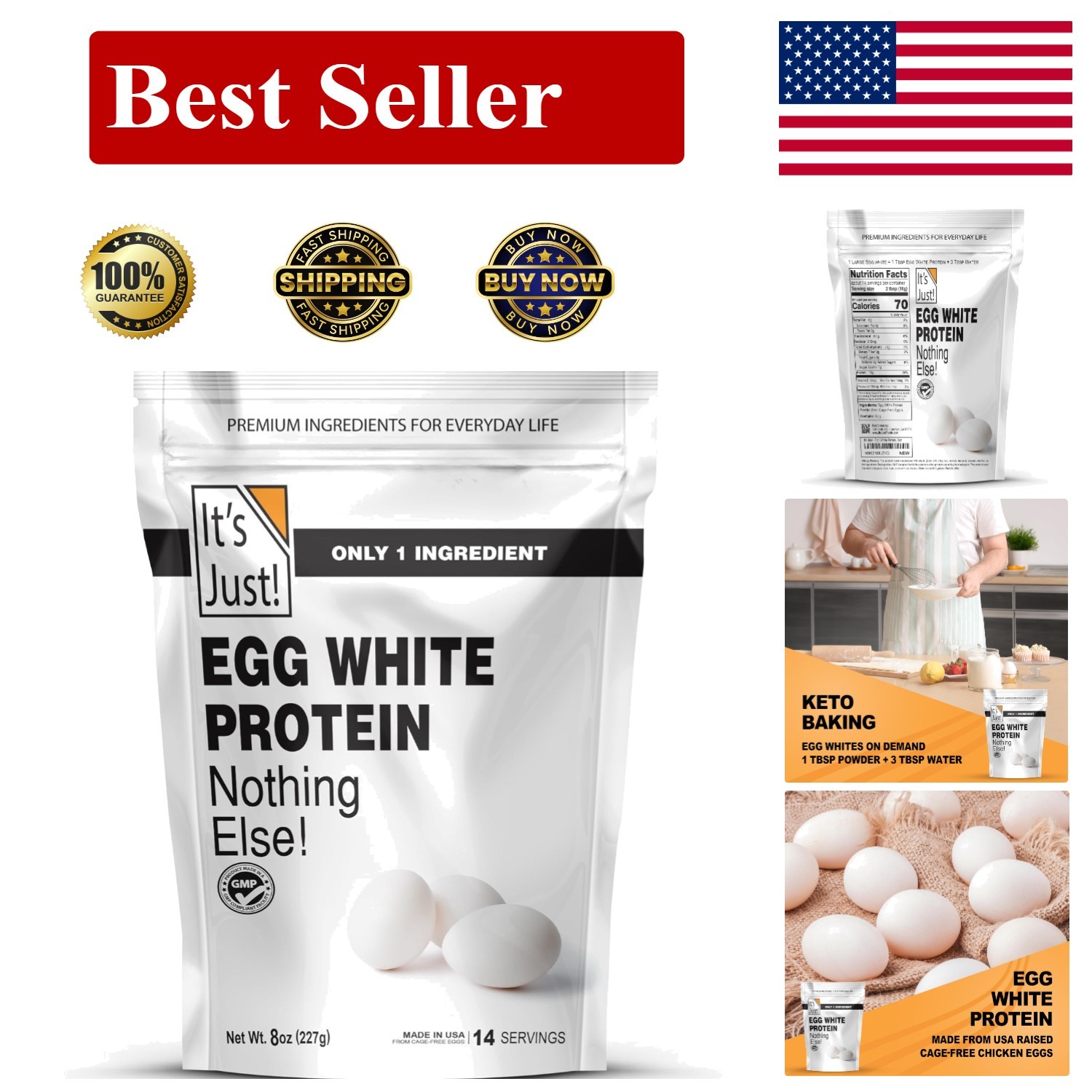 Keto-Friendly Egg White Protein Powder, 8oz – Unflavored Versatility for Health