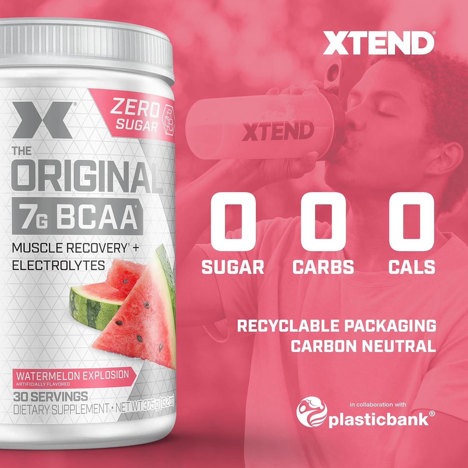 Watermelon Explosion BCAA Powder – Sugar-Free Post-Workout Recovery Drink -30 Se