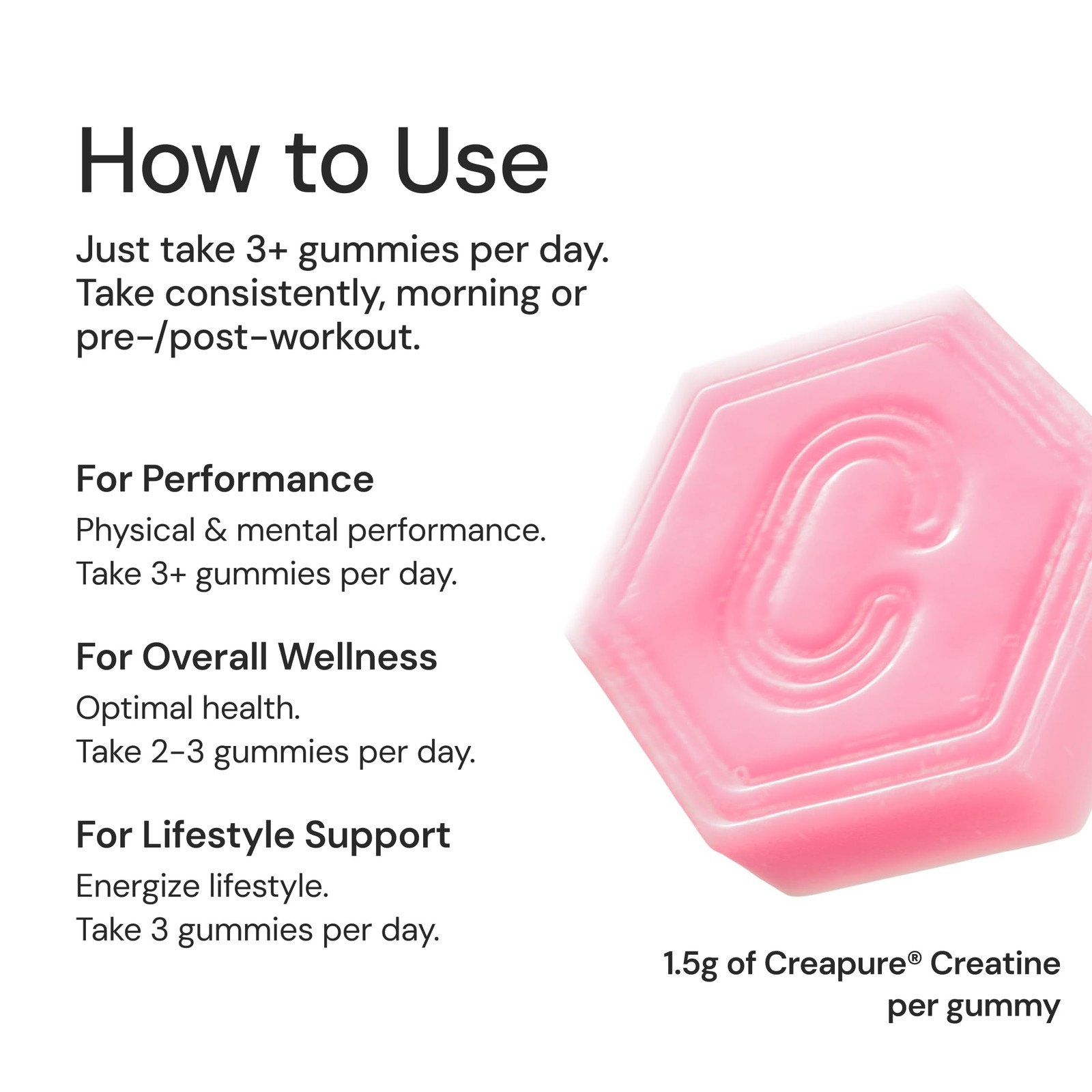 Create Creatine Gummies 90ct 1.5g Vegan Gluten-Free Focus Strength Endurance
