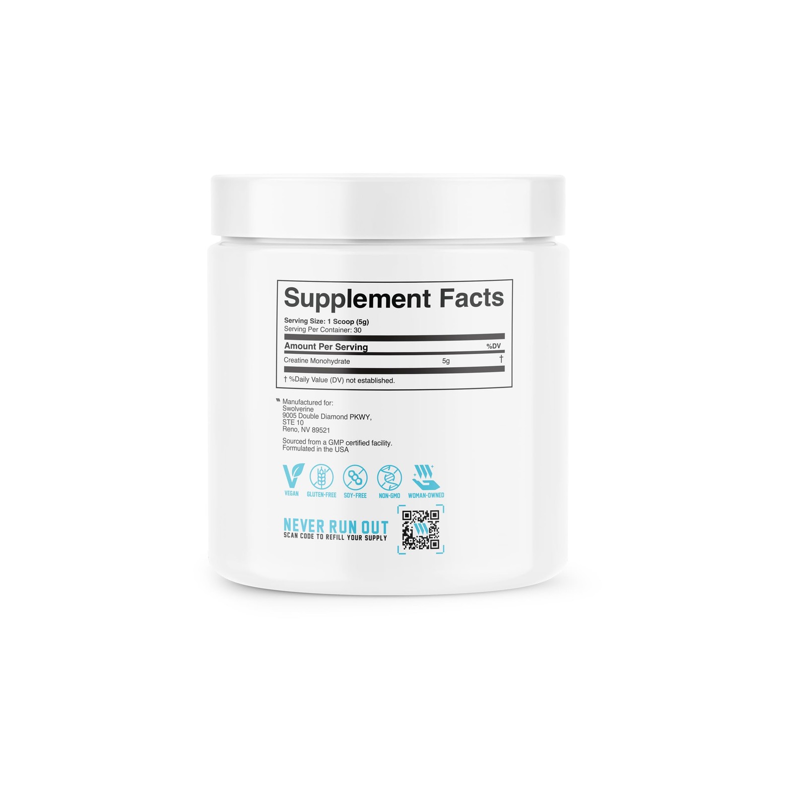 Swolverine Creatine Monohydrate Powder – 5g Micronized 5.3 Ounce (Pack of 1)