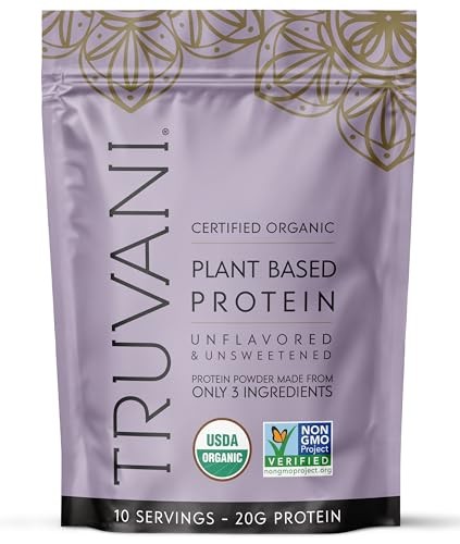 Truvani Organic Plant-Based Protein Powder, Unflavored, 9.88 oz