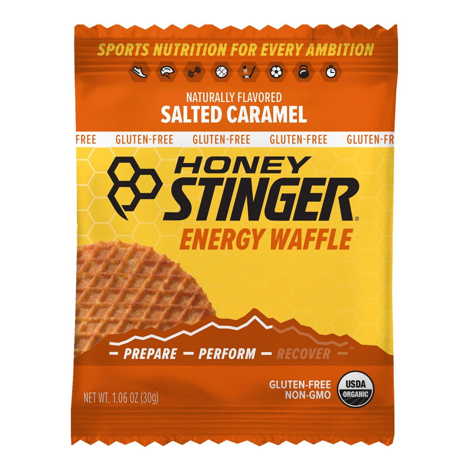 Honey Stinger Organic Energy Waffle Gluten Free Salted Caramel Healthy Snack