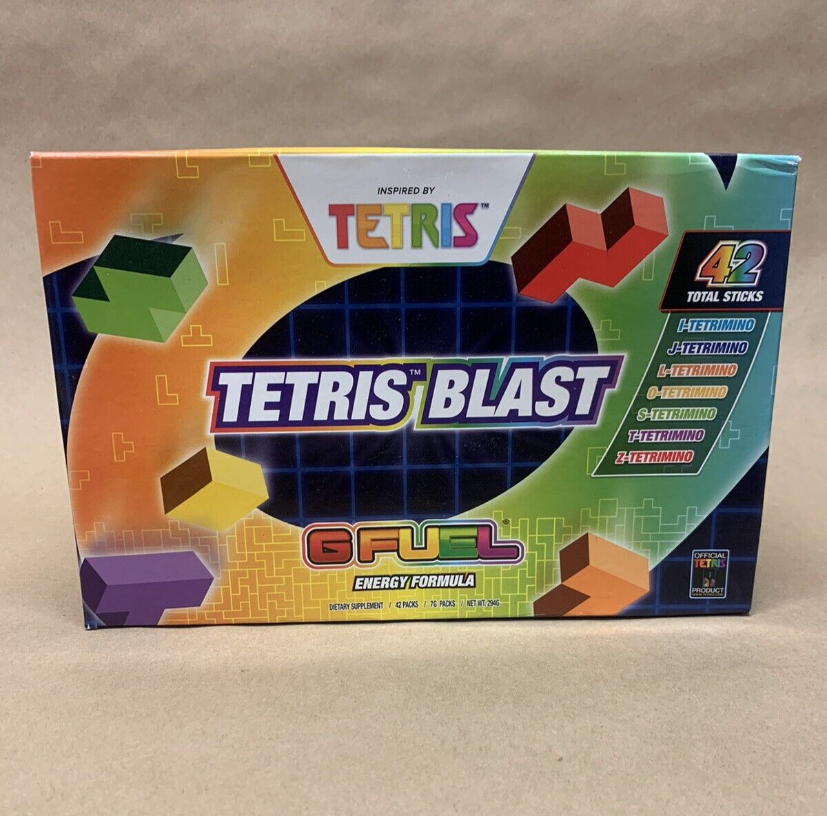 G Fuel Tetris Tetrimino Collector’s Box w/ 42 Sticks in 7 Different Flavors