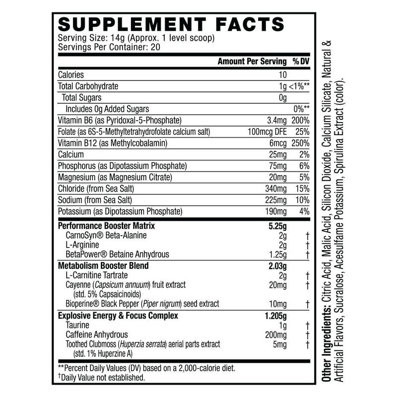 Sport Ripped Pre-Workout Powder – Arctic Snow Cone – 20 Servings