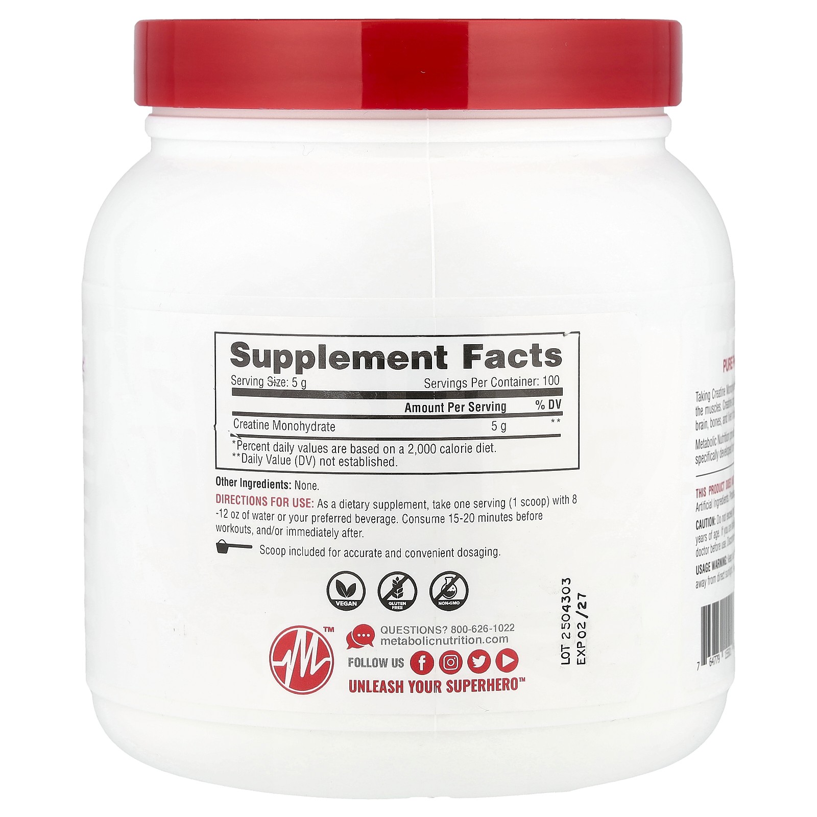 Creatine, Unflavored, 17.64 oz (500 g)