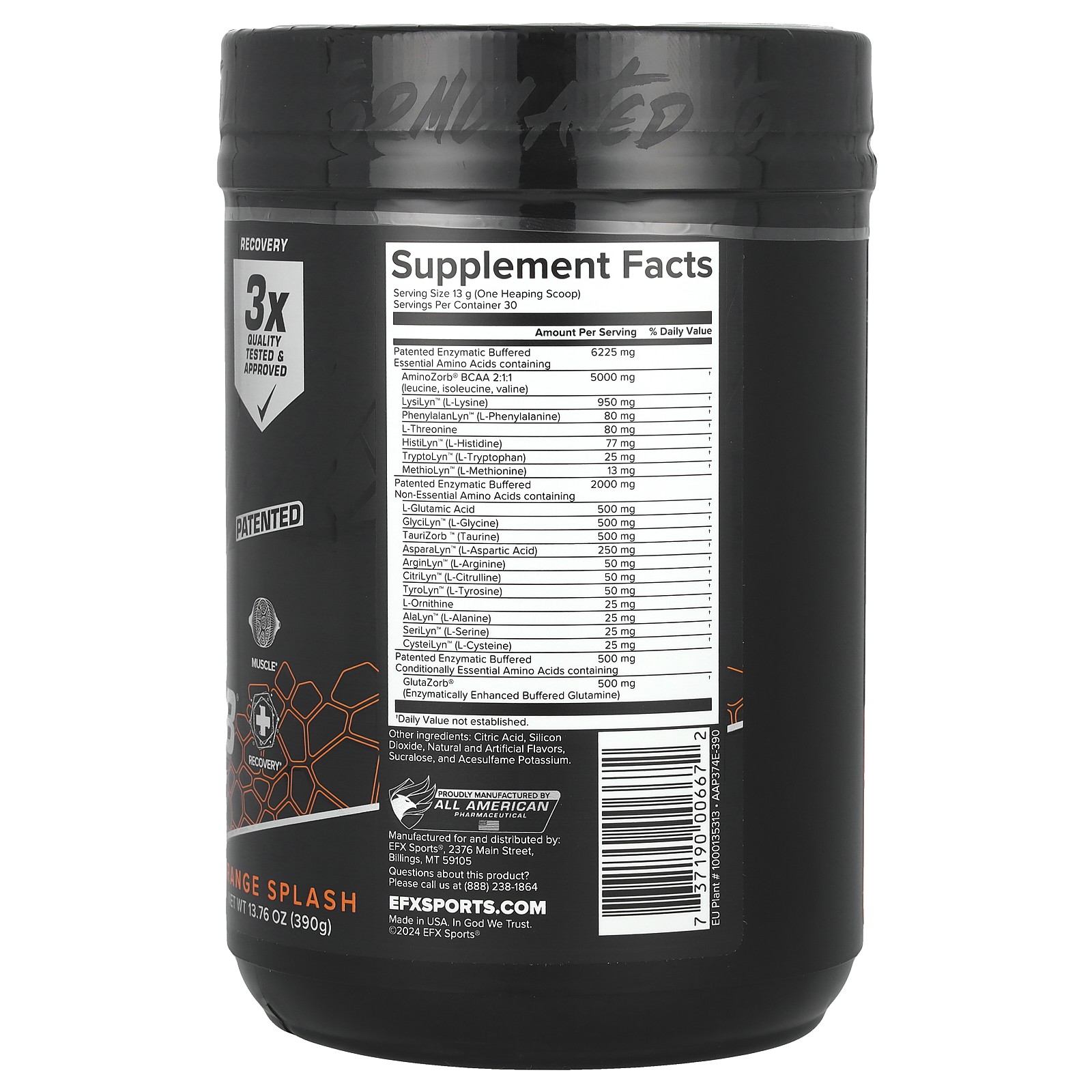 AminoZorb® Elite 21, Orange Splash, 13.76 oz (390 g)