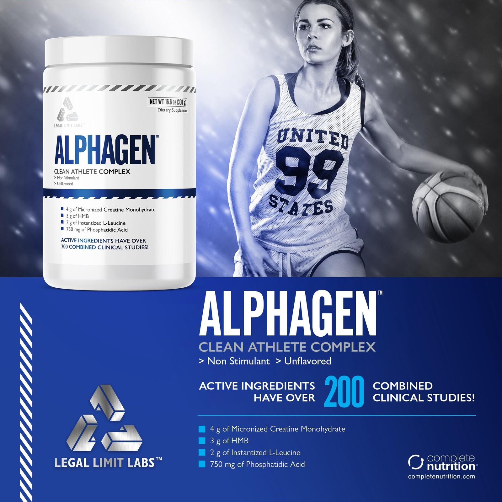 Legal Limit Labs Alpha Gain Creatine HMB Leucine Lean Muscle 30 Servings