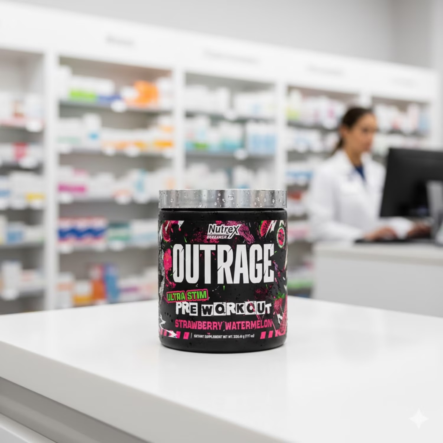 Nutrex Research OUTRAGE Strawberry Watermelon High Intensity Pre Workout Powder