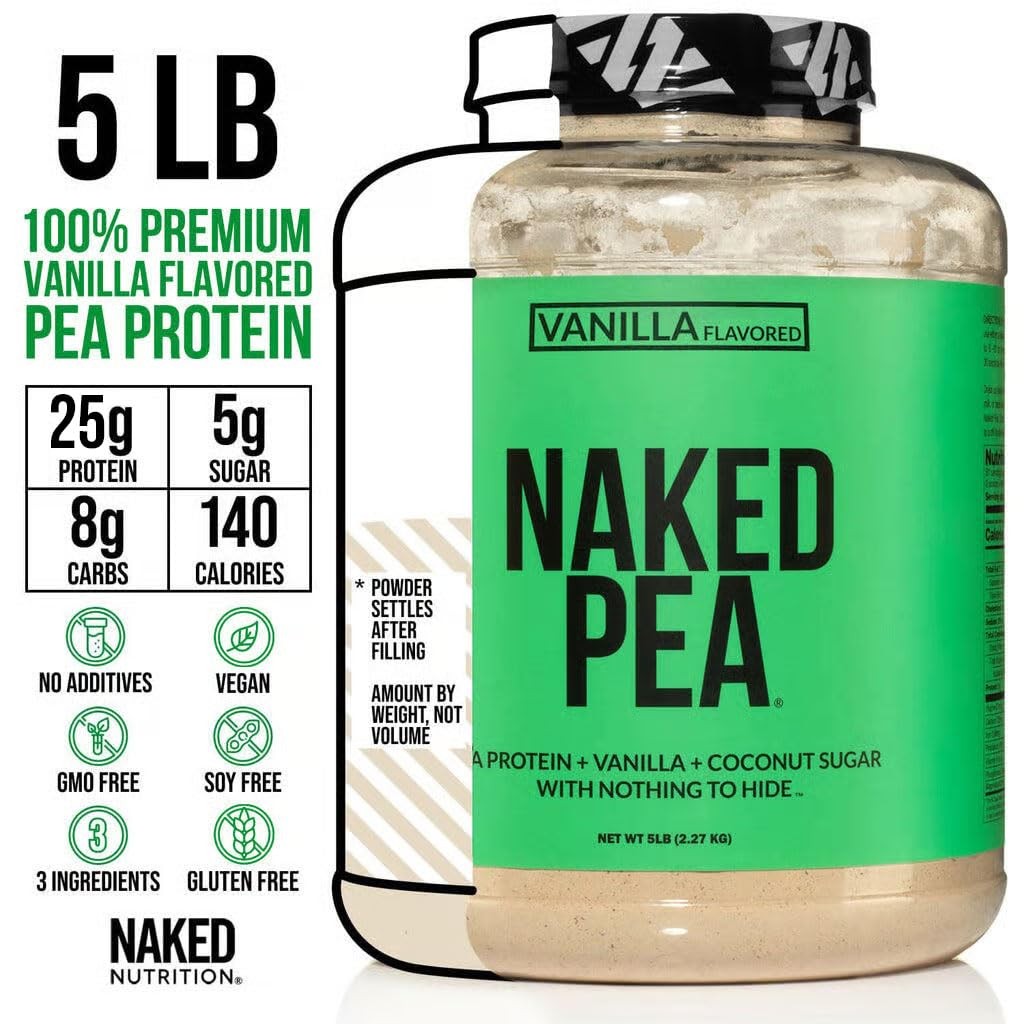 NAKED Pea Vanilla Protein Powder – 5lb Bulk, Plant Based, Vegan, Non-GMO, Gluten