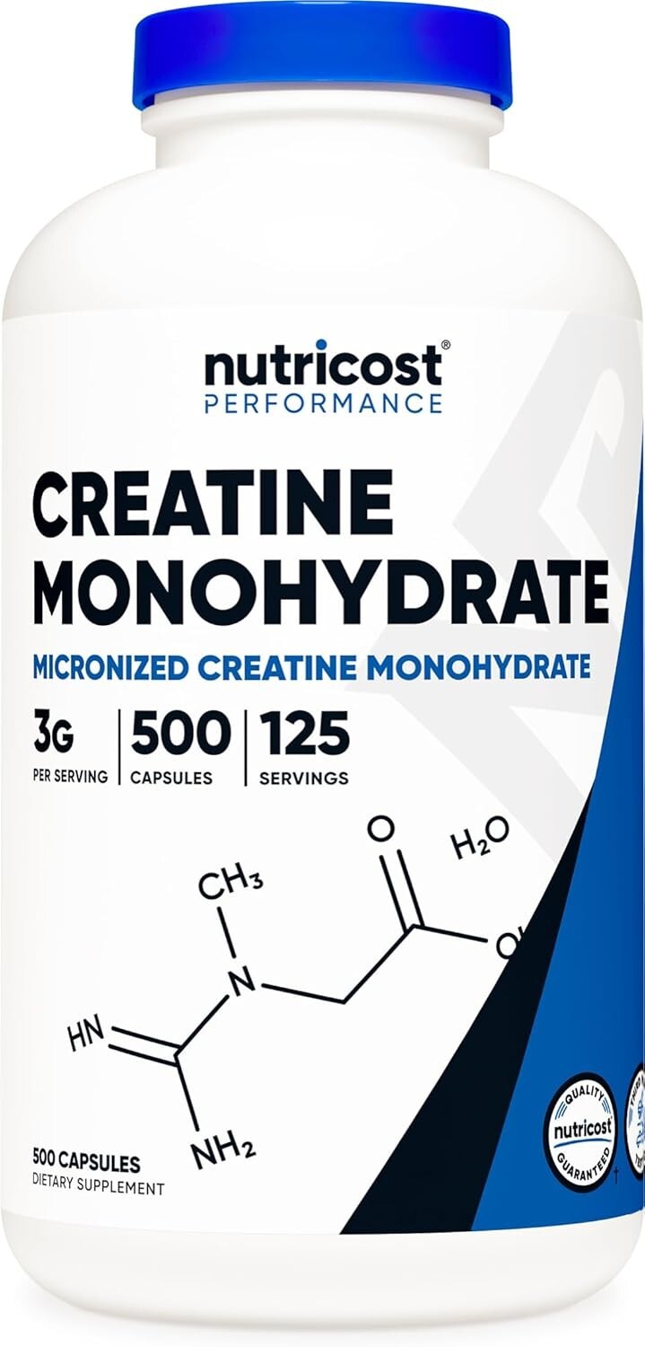 Creatine Monohydrate Capsules 3000mg – Unflavored & Gluten Free for Strength