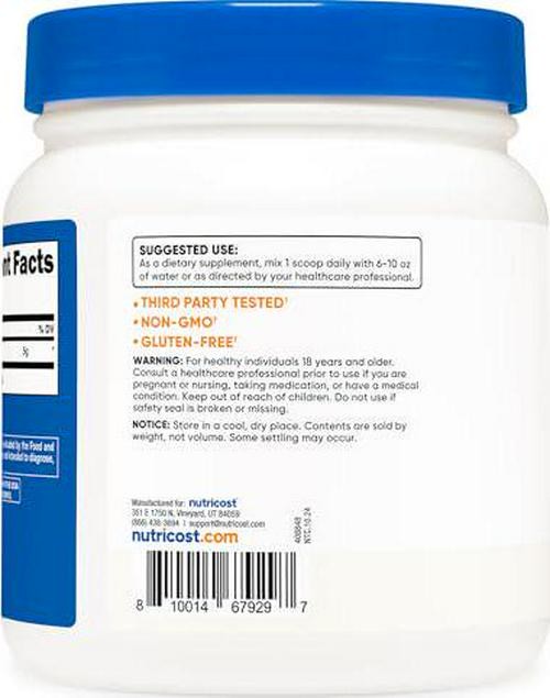 Nutricost L-Arginine Powder 500 Grams (1.1lbs) – Pure L-Arginine Powder – 5000mg
