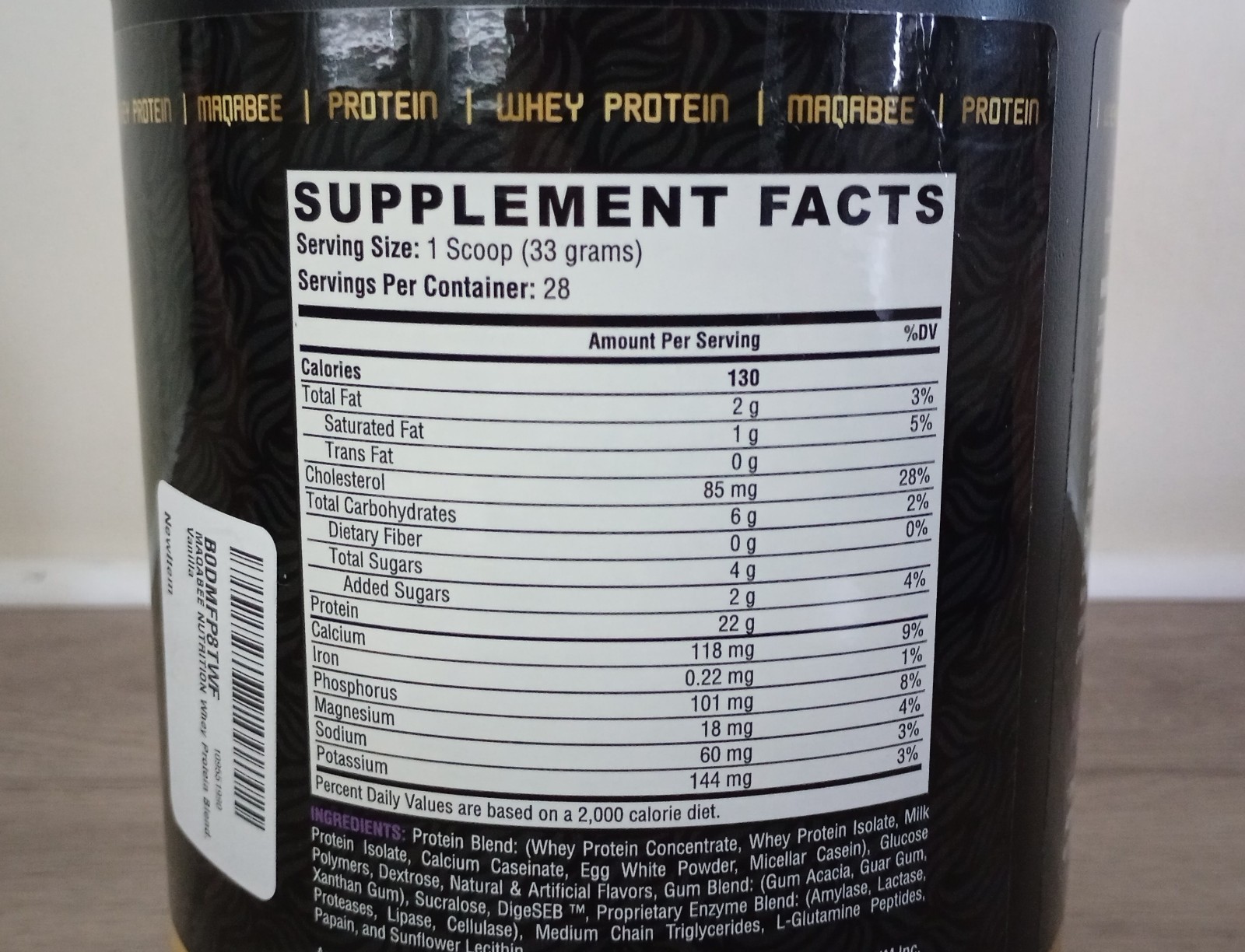 Maqabee Protein Whey Protein Vanilla Dietary Supplement 32.59oz.(924g) Exp 10/26