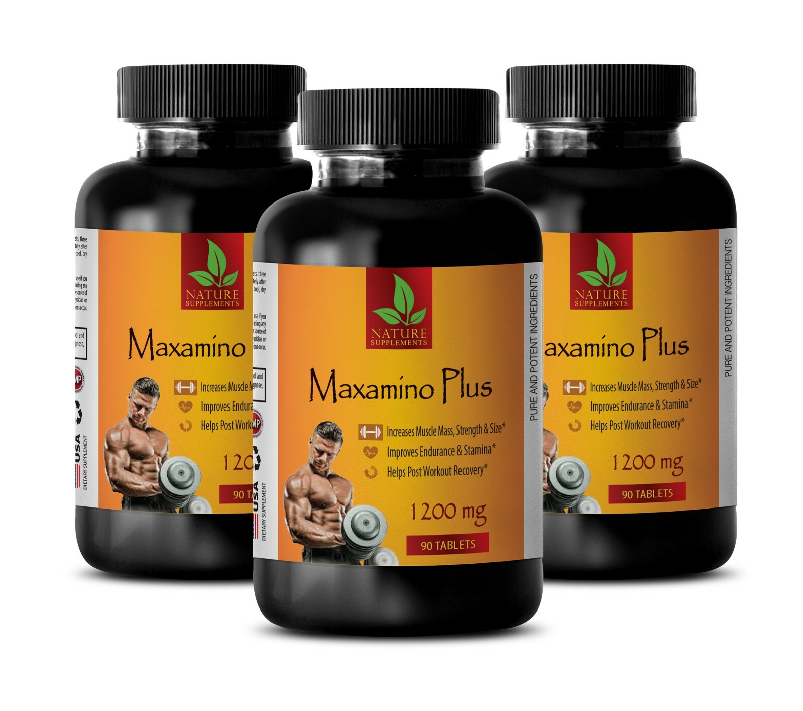 L-Leucine – MAXAMINO PLUS 1200 – Increase Alertness – 3 bottles 270 tablets