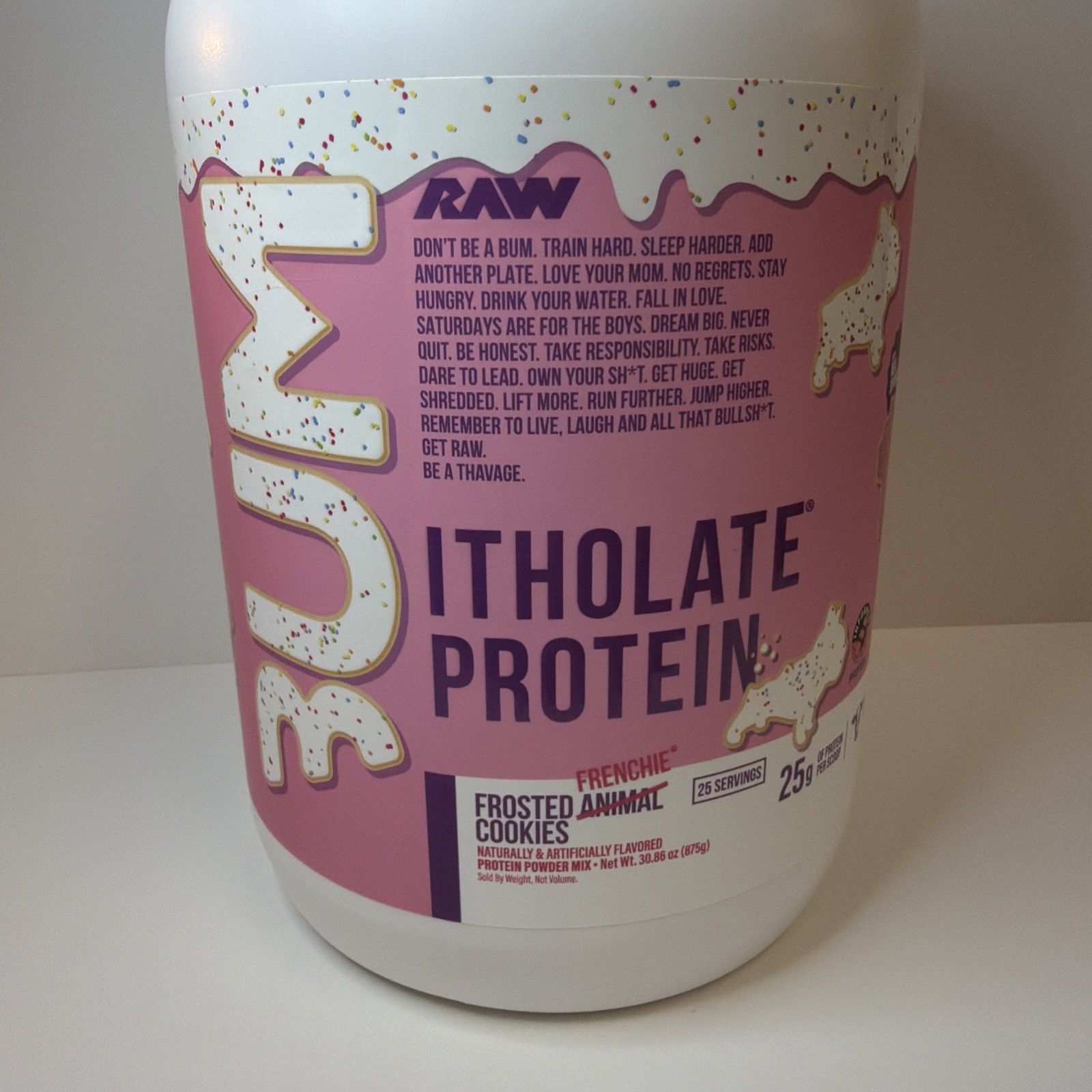Raw Nutrition BUM Itholate Protein – Frosted Frenchie Cookie – New – 25 Servings