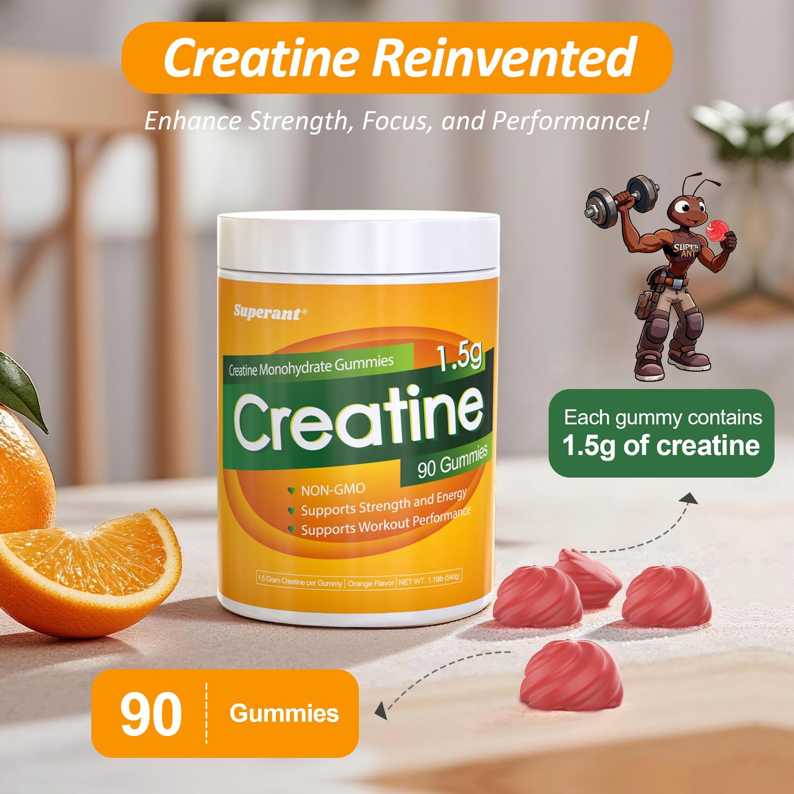 Creatine Monohydrate Gummies for Men & Women, 1.5g of Creatine per Gummy, Boo…