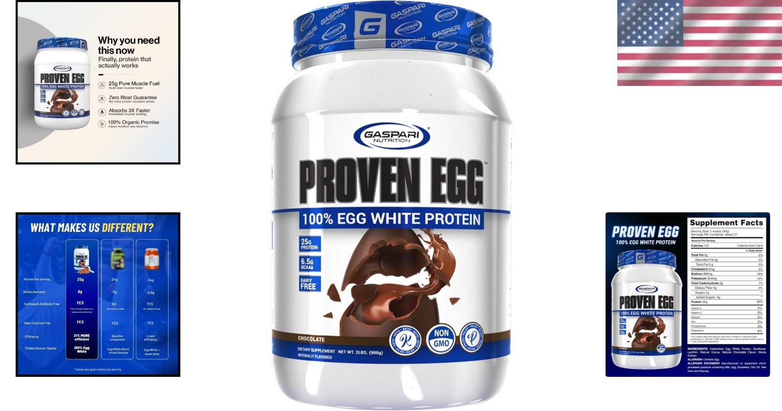 Proven Egg White Protein Powder, 25g Protein, Keto & Dairy Free – 2lbs Chocolate