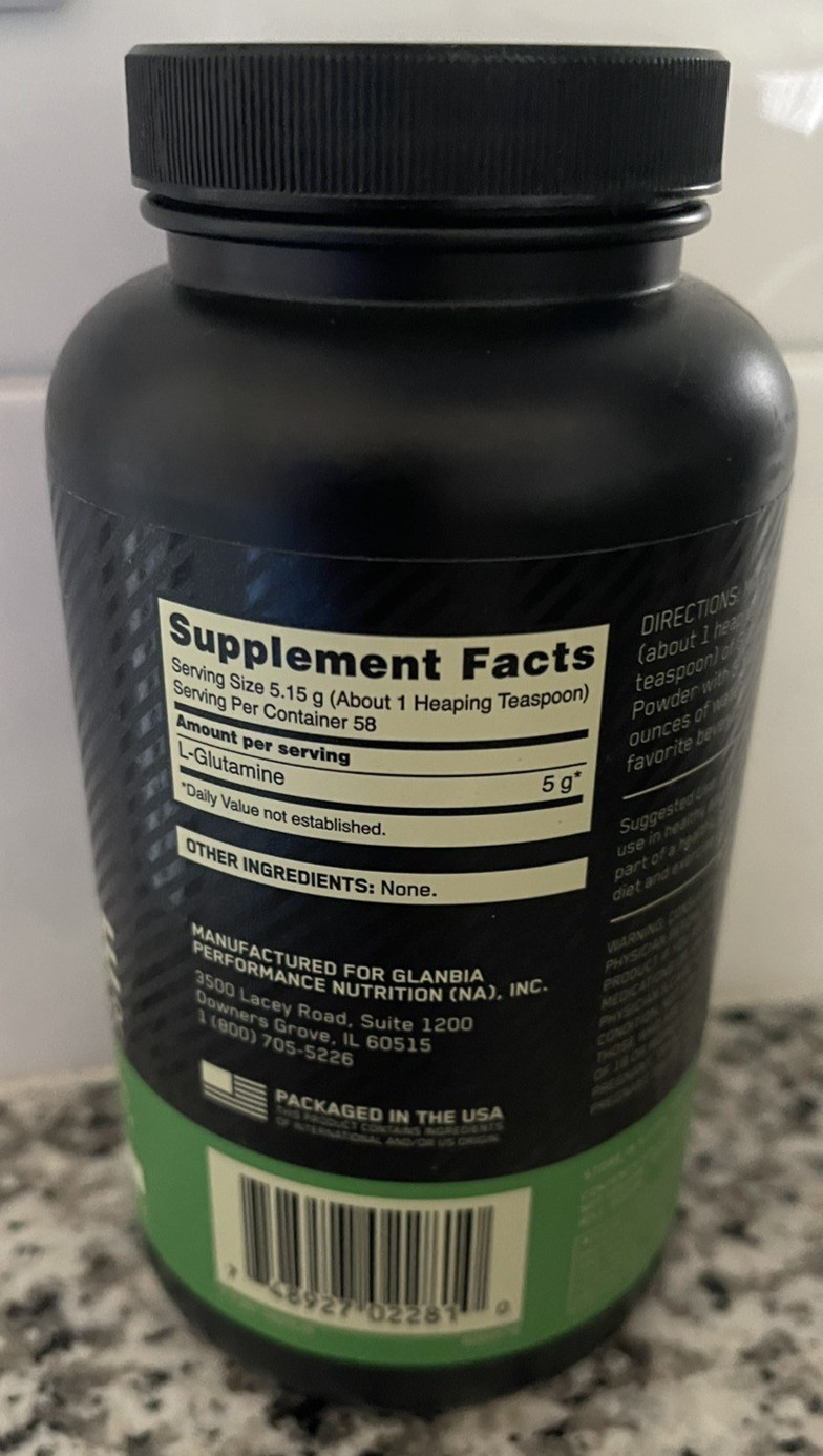 Optimum Nutrition Glutamine Powder Unflavored 10.58 oz 300 g Exp 05 12 2028