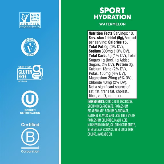Nuun Sport Electrolytes Hydration Drink Mix Tablets, Watermelon, 10 Count Tube