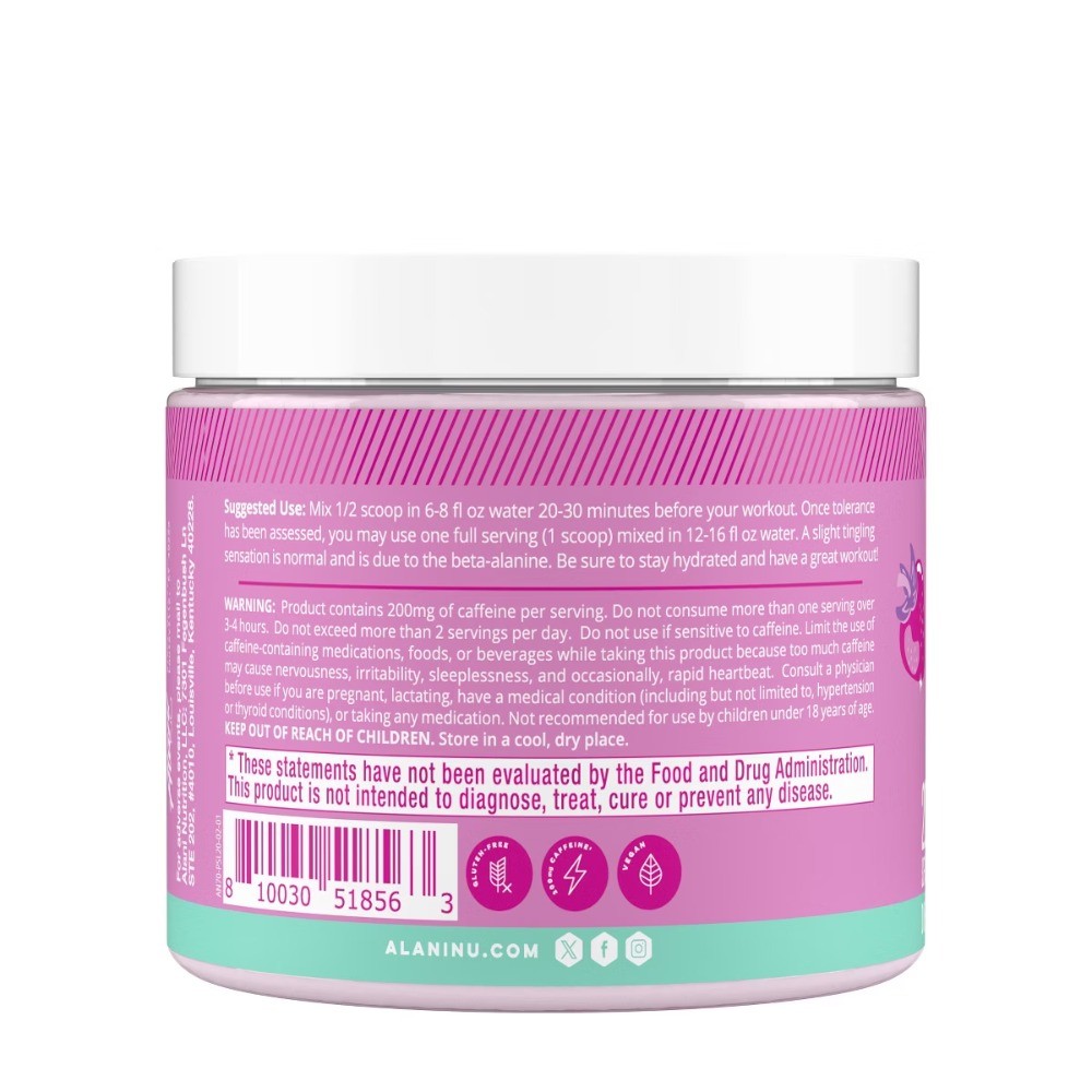 Alani Nu Nutrition Pre-Workout Energy Supplement Powder – Pink Slush – 7.6oz