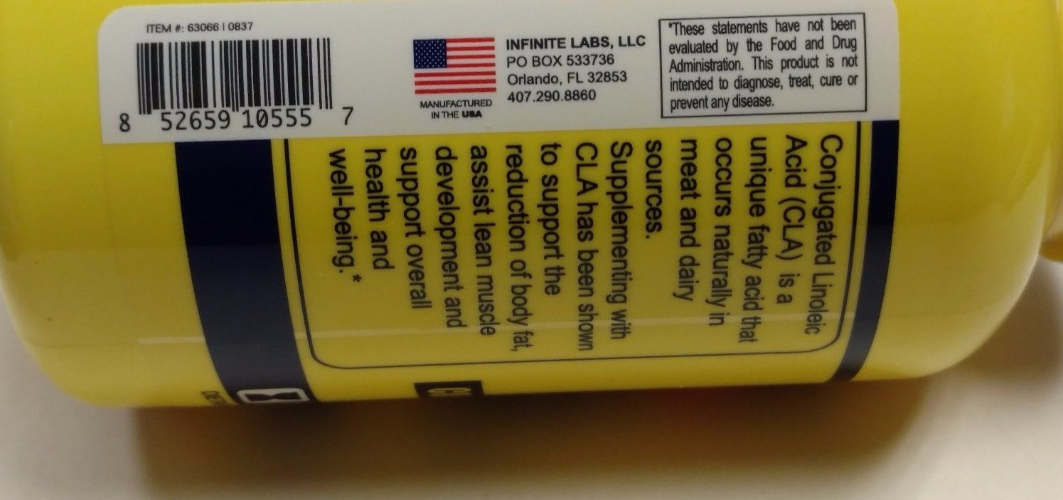 Infinite Labs – CLA – Conjugated Linoleic Acid – 120 Softgels – Expire 4/2024