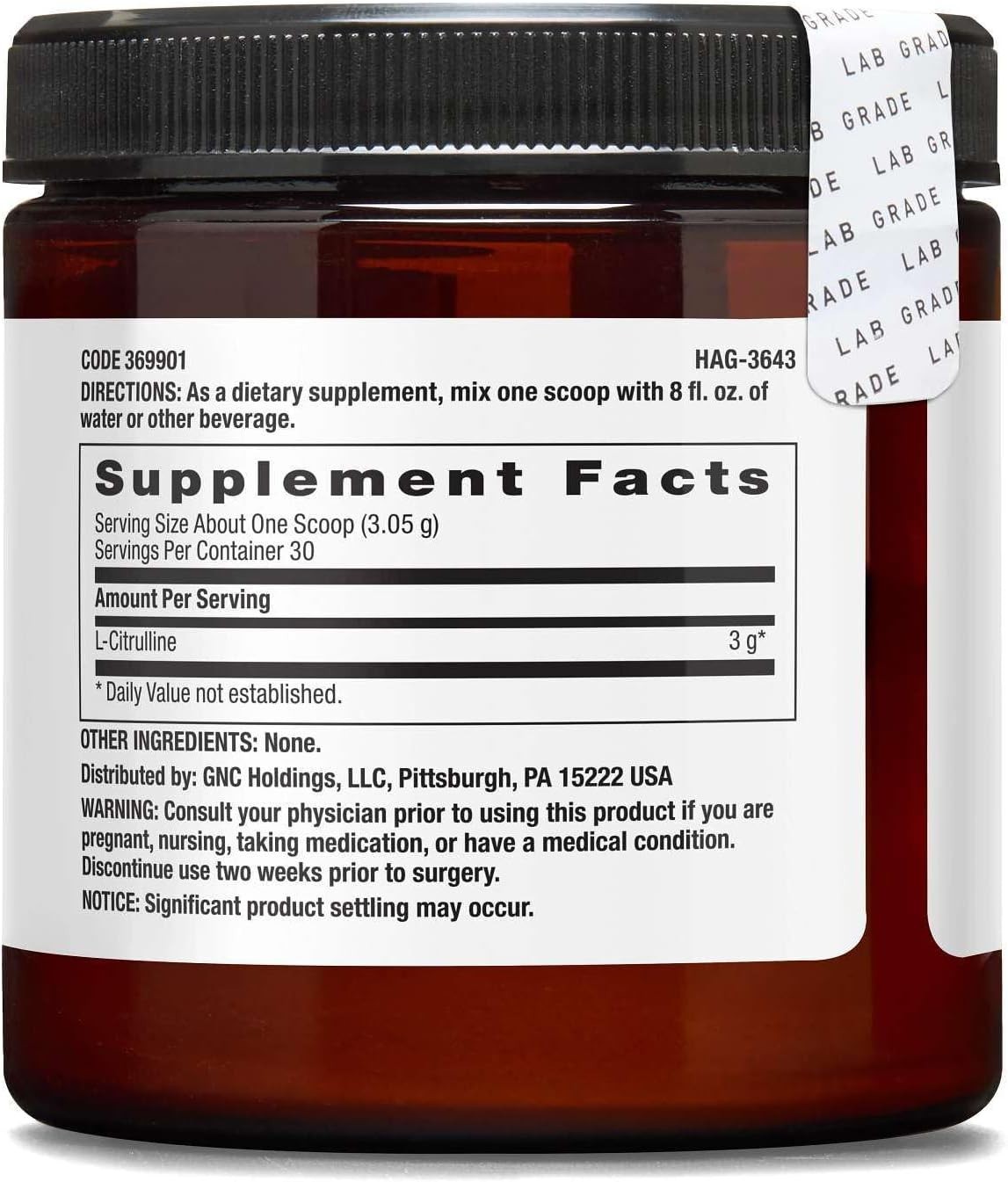 Chemistry Labs L-Citrulline Powder, Supports Peak Performance, 30 Servings