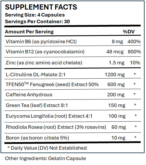 High T Black 120ct Natural Testosterone Booster – Strength, Stamina, Libido