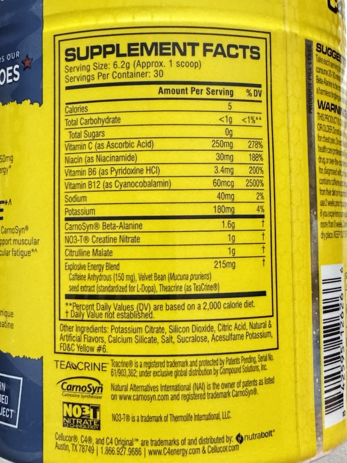 Cellucor C4 Original Pre Workout Powder Energy Strength & Power Mango Foxtrot
