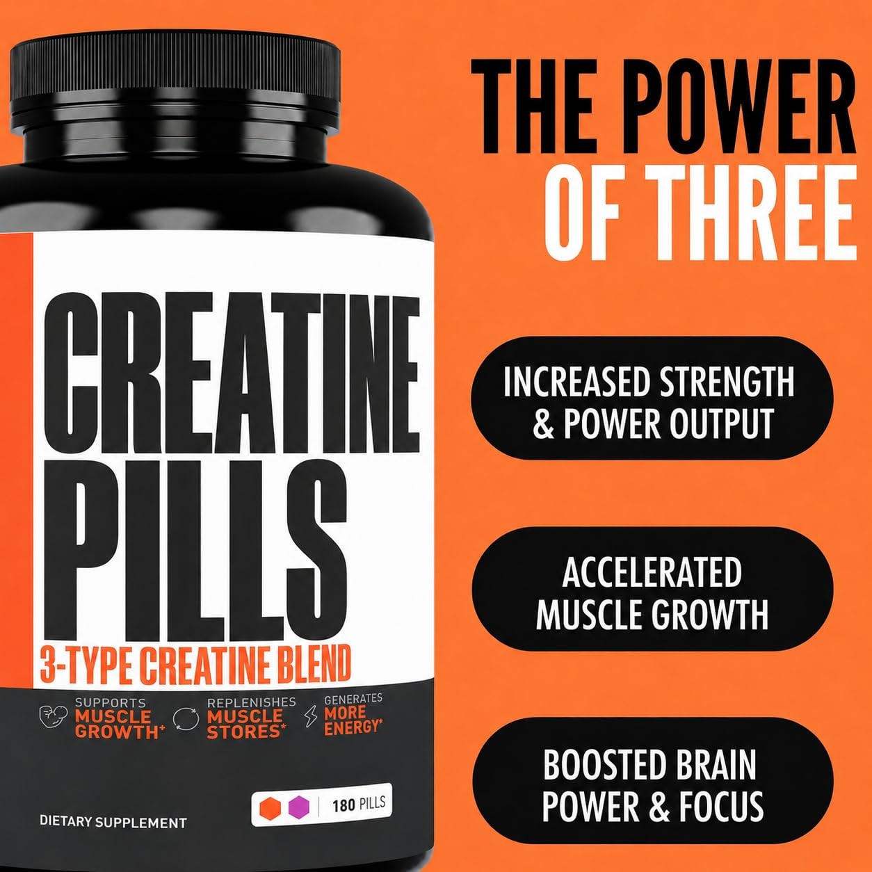 Crazy Muscle Creatine Monohydrate Pills, Premium 3 Type 5g Creatine Pills, Pr…