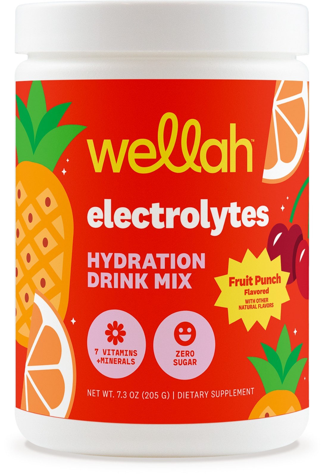 Wellah Electrolytes Powder (Fruit Punch) 50 Servings – Hydration Drink Mix