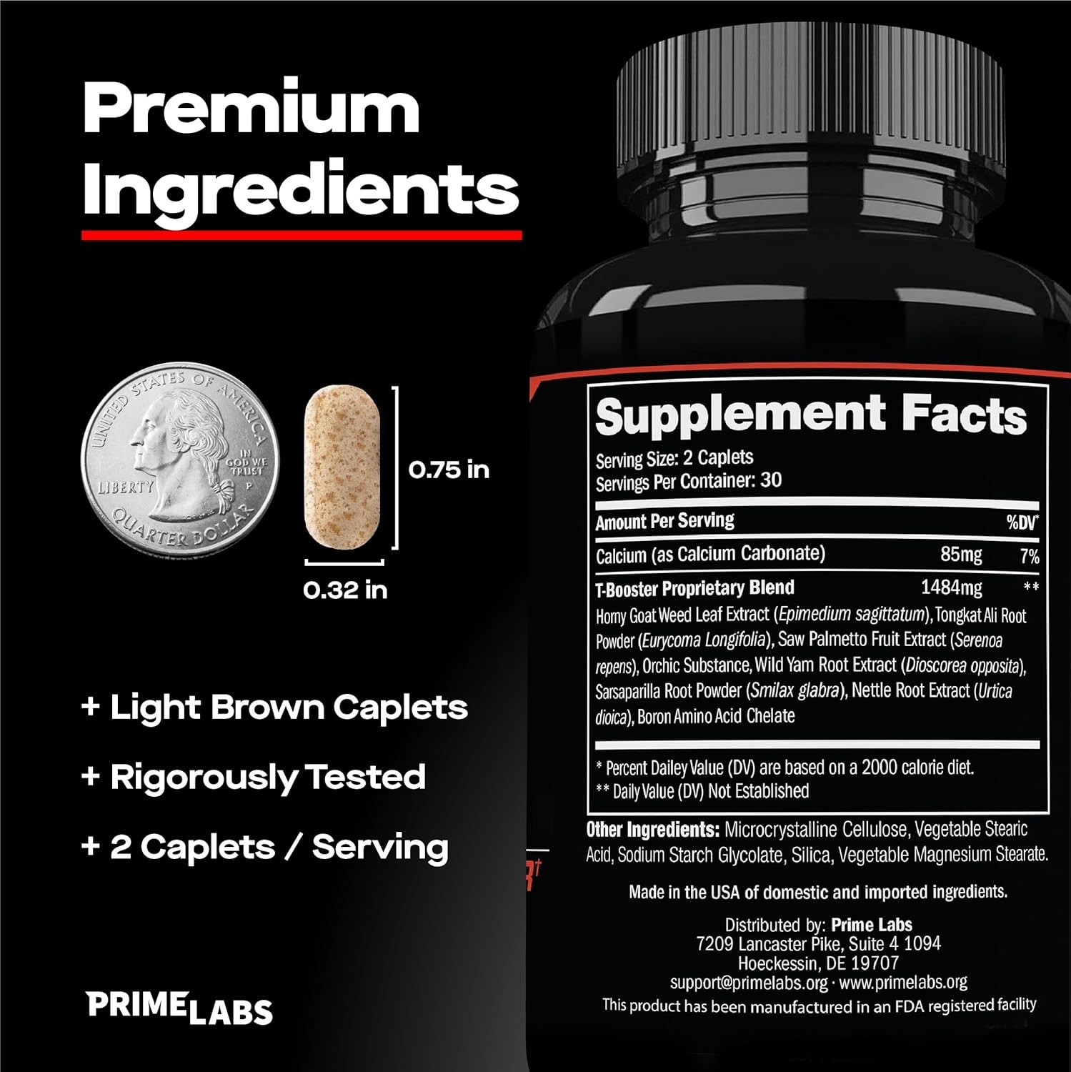 Prime Labs Men’s Testosterone Booster Stamina Endurance 60 Capsules Exp 04/28