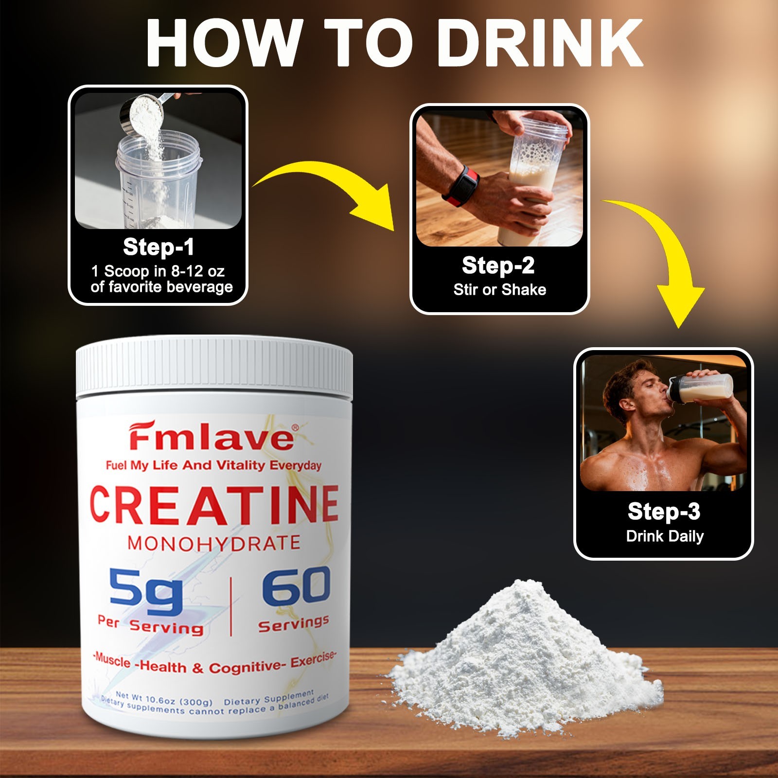 Creatine Monohydrate Powder Pure Micronized Creatine Muscle Recovery + Builder