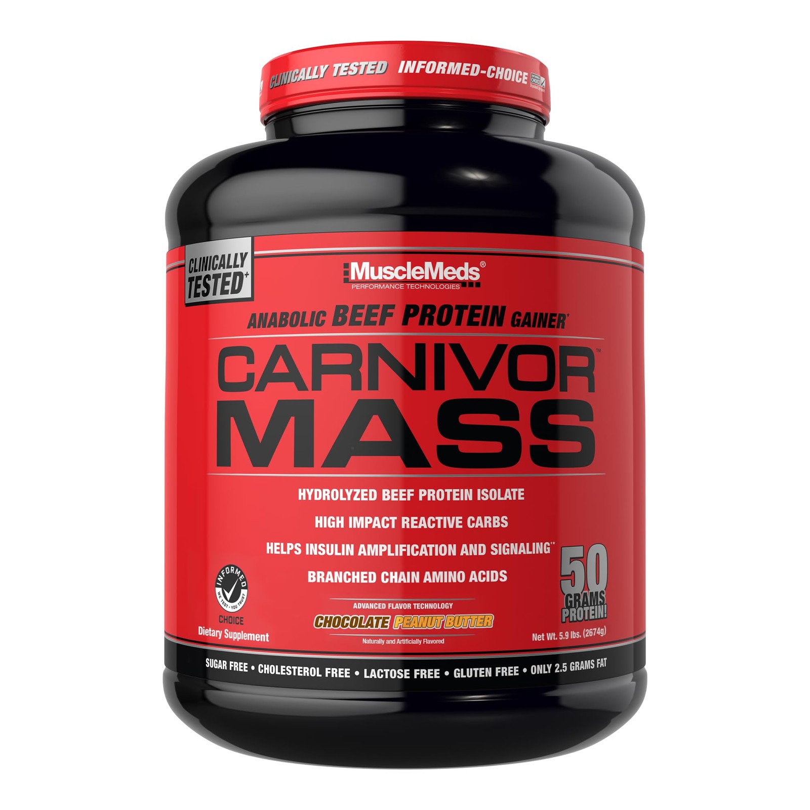 MuscleMeds CARNIVOR Mass Gainer 6 Pound (Pack of 1), Chocolate Peanut Butter