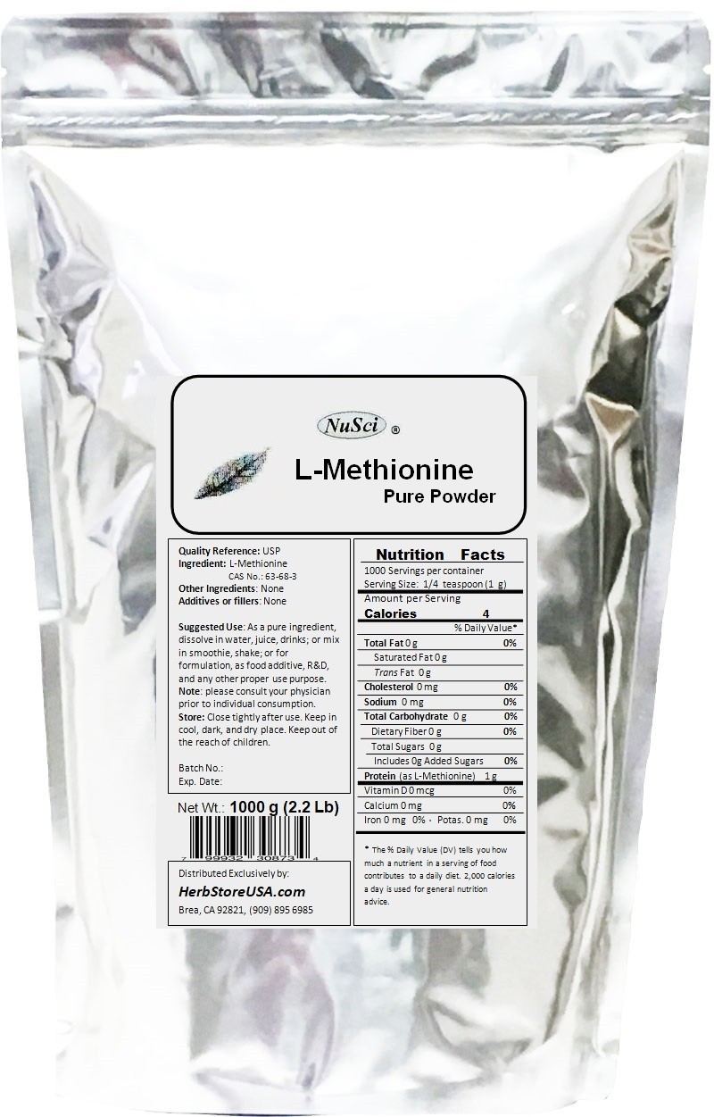 NuSci 100g(3.52 oz) Pure L-Methionine Powder USP joint hair health