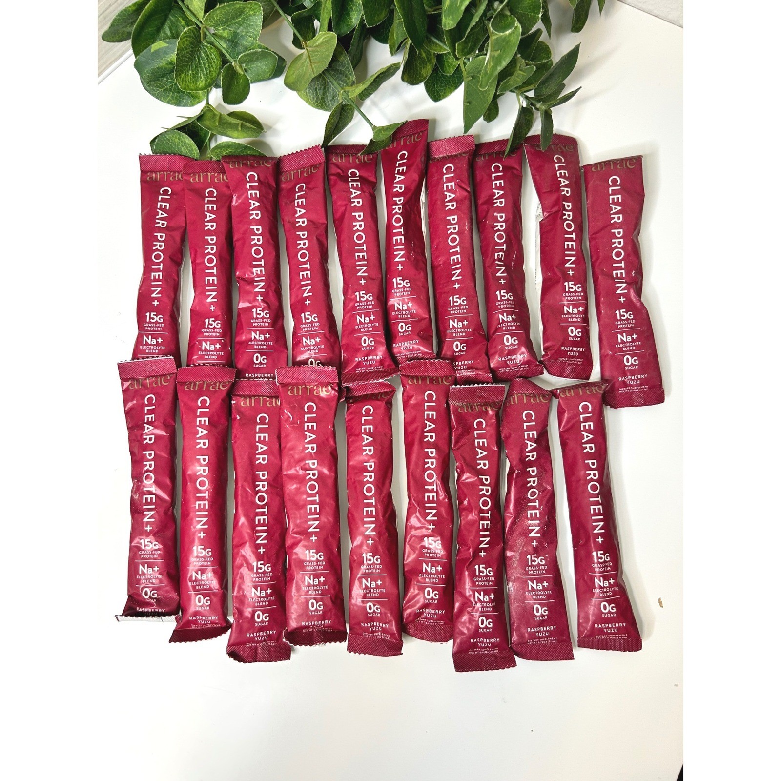 Arrae Clear Protein+ Raspberry Yuzu 19 Stick Packs New Grass-Fed Electrolytes